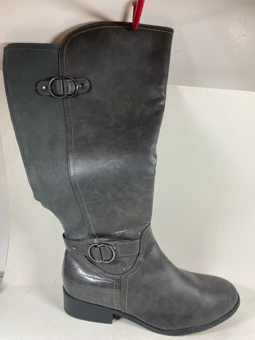 Karen Scott Leandraa Womens Gray Riding Boots Buckle Accent Knee High Size 9.5